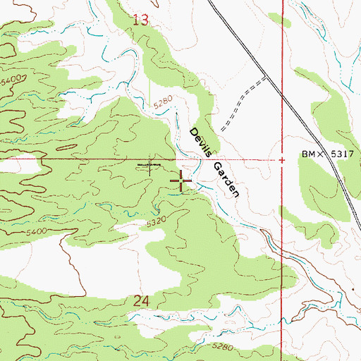 Topographic Map of Devils Garden, UT
