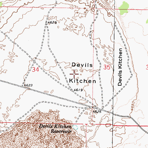Topographic Map of Devils Kitchen, UT
