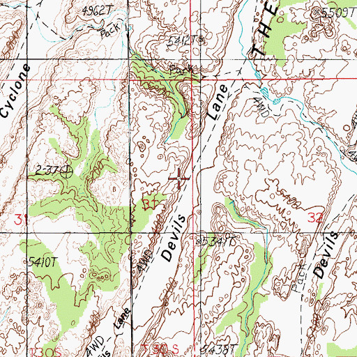 Topographic Map of Devils Lane, UT