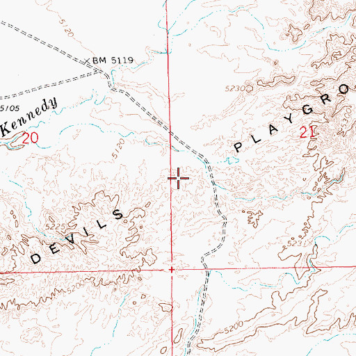 Topographic Map of Devils Playground, UT