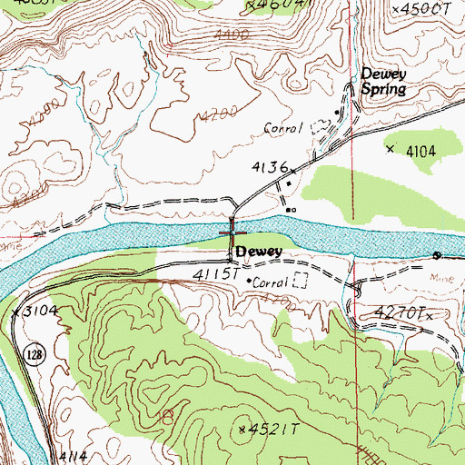 Topographic Map of Dewey Bridge, UT