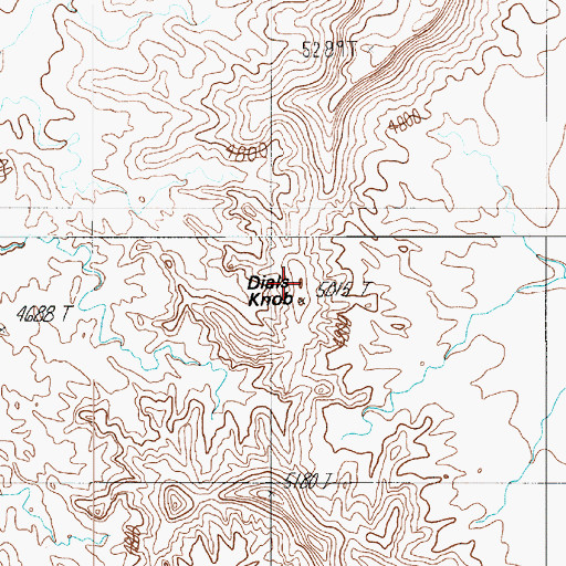 Topographic Map of Dials Knob, UT
