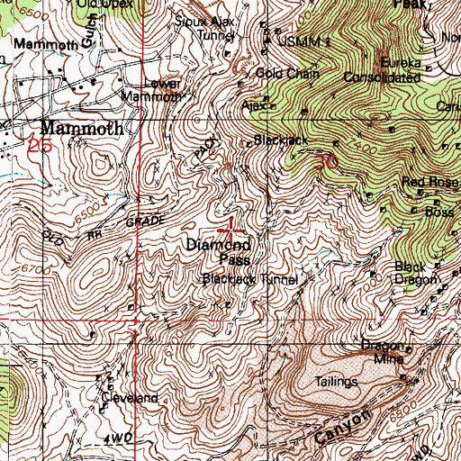 Topographic Map of Diamond Pass, UT