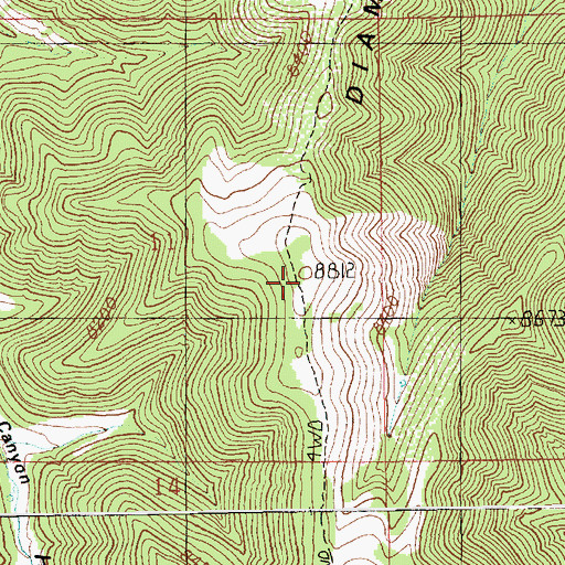 Topographic Map of Diamond Ridge, UT