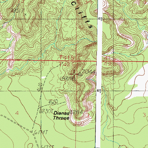 Topographic Map of Dianas Throne, UT