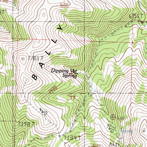 Topographic Map of Dipping Vat Spring, UT