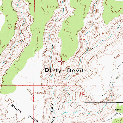 Topographic Map of Dirty Devil, UT
