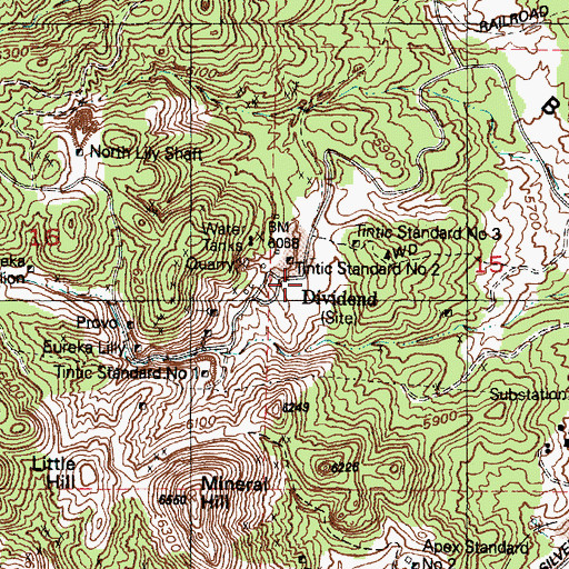 Topographic Map of Dividend, UT