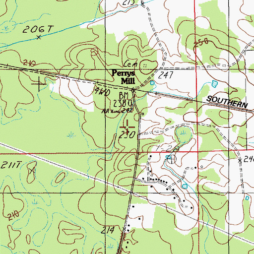 Topographic Map of Myrtle (historical), AL
