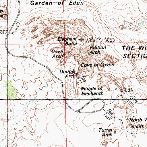 Topographic Map of Double Arch, UT