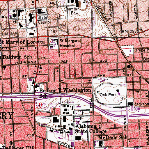 Topographic Map of New Elam Baptist Church (historical), AL