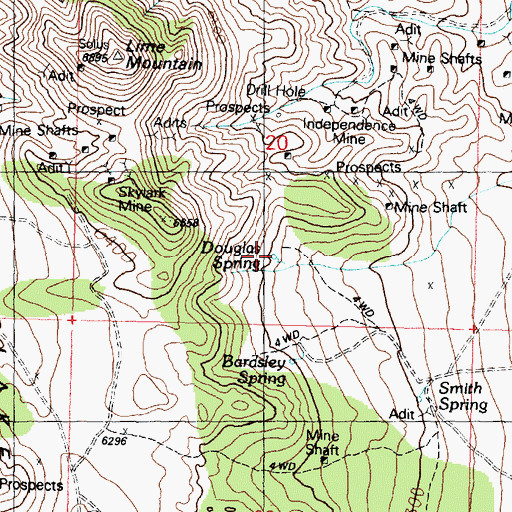 Topographic Map of Douglas Spring, UT