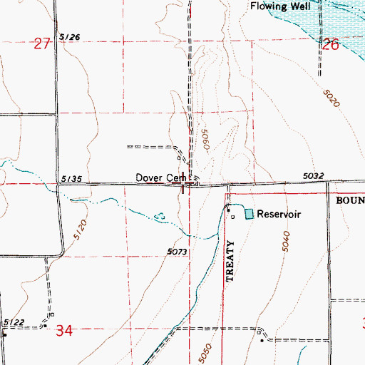 Topographic Map of Dover Cemetery, UT