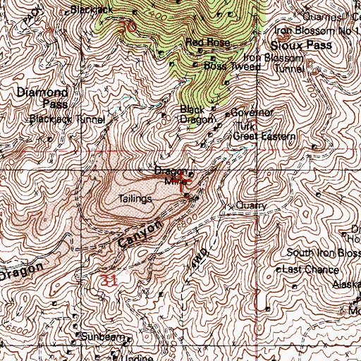 Topographic Map of Dragon Mine, UT