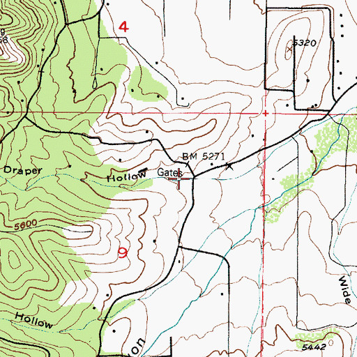 Topographic Map of Draper Hollow, UT