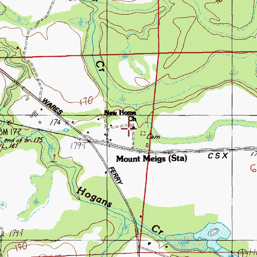 Topographic Map of New Hope Church, AL