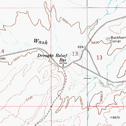 Topographic Map of Drought Relief Reservoir, UT