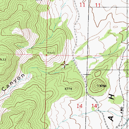 Topographic Map of Dry Canyon, UT