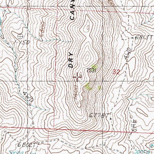 Topographic Map of Dry Canyon Mountain, UT