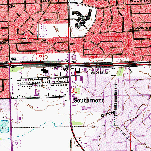 Topographic Map of Norman Bridge South Shopping Center, AL