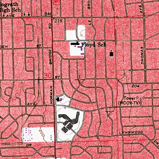 Topographic Map of Normandale, AL