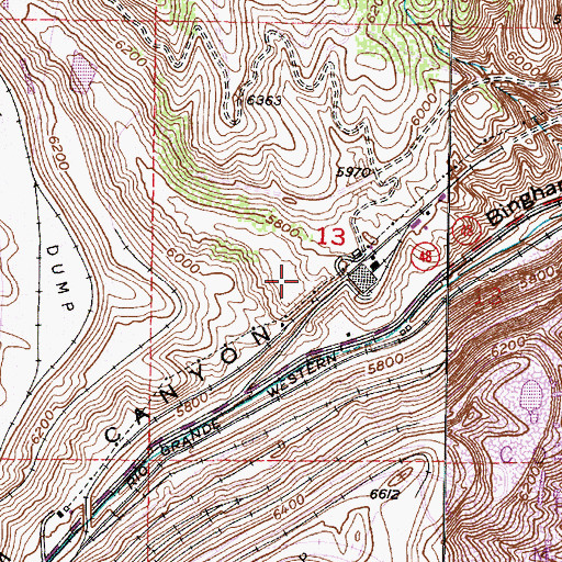 Topographic Map of Dry Fork Bingham Canyon, UT