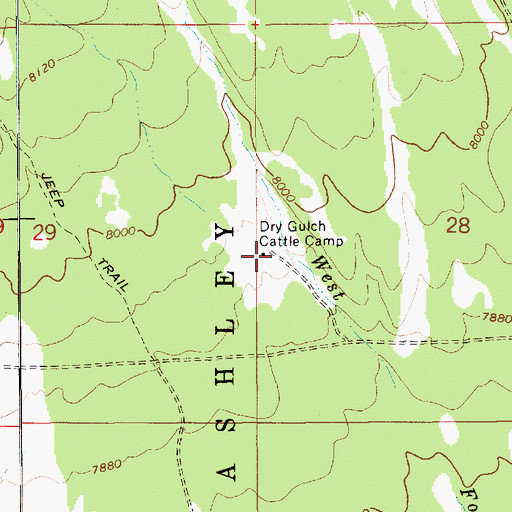 Topographic Map of Dry Gulch Cattle Camp, UT