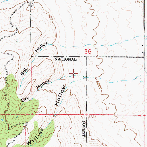 Topographic Map of Dry Hollow, UT