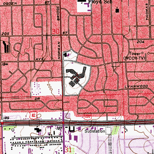 Topographic Map of Normandale Shopping Center, AL