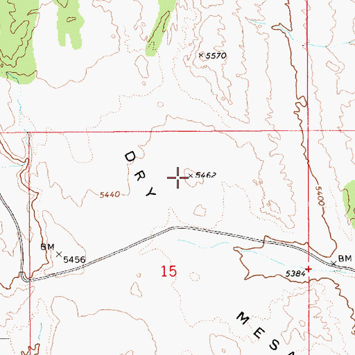 Topographic Map of Dry Mesa, UT