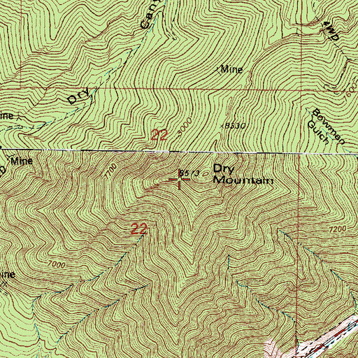 Topographic Map of Dry Mountain, UT