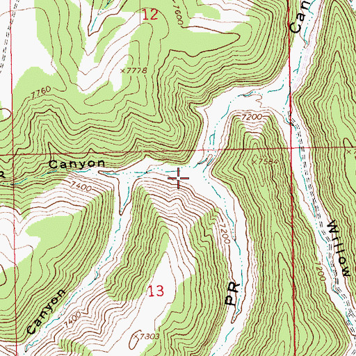 Topographic Map of Dry PR Canyon, UT