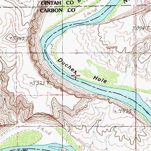 Topographic Map of Duches Hole, UT