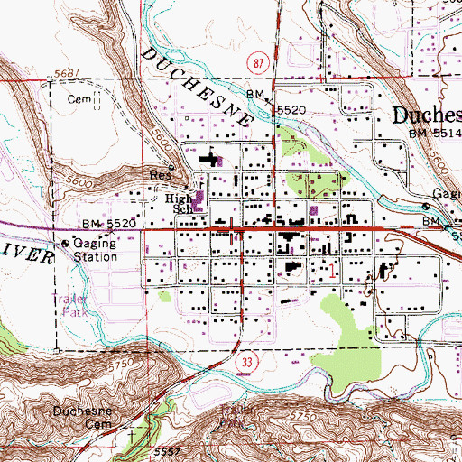 Topographic Map of Duchesne, UT