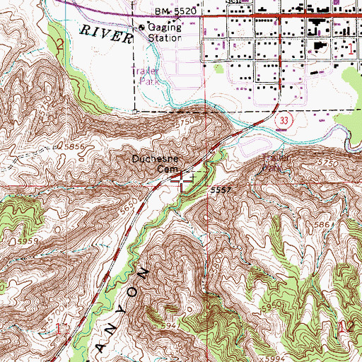 Topographic Map of Duchesne City Cemetery, UT