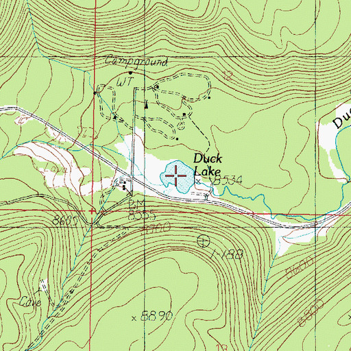 Topographic Map of Duck Lake, UT