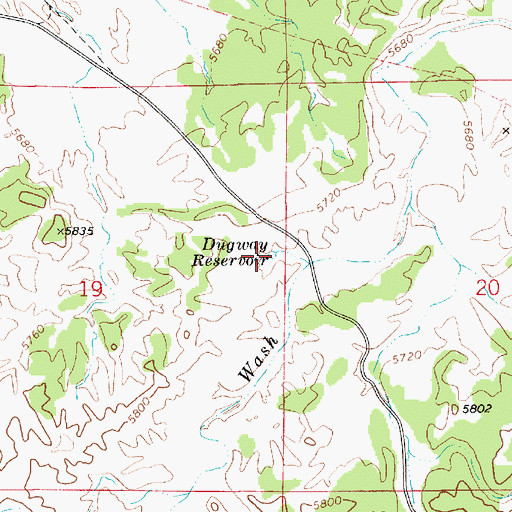 Topographic Map of Dugway Reservoir, UT