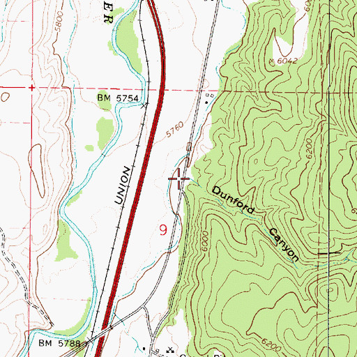 Topographic Map of Dunford Canyon, UT