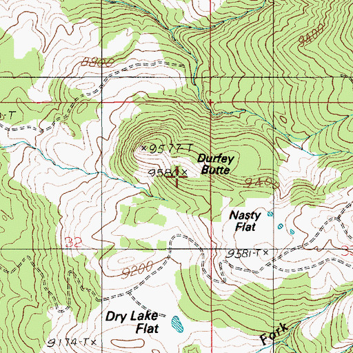Topographic Map of Durfey Butte, UT