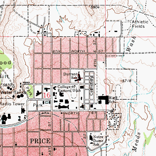 Topographic Map of Durrant School (historical), UT