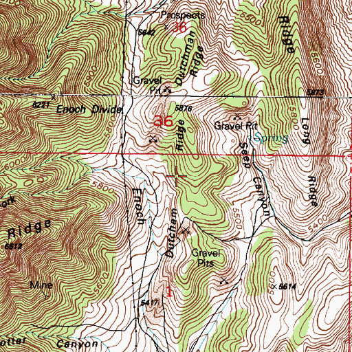 Topographic Map of Dutchman Ridge, UT