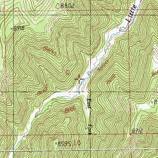 Topographic Map of East Fork Little Creek, UT