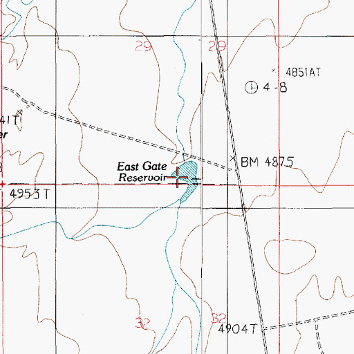 Topographic Map of East Gate Reservoir, UT