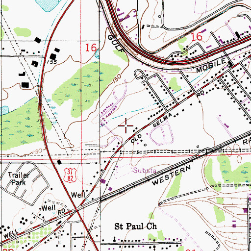 Topographic Map of Old Selma Road Park, AL