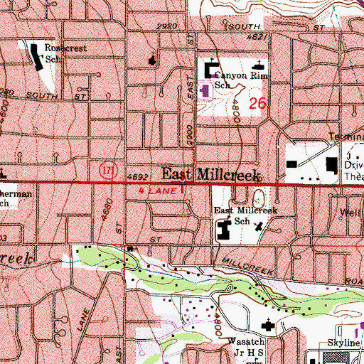 Topographic Map of East Millcreek, UT