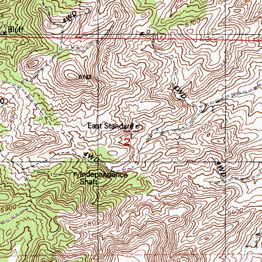 Topographic Map of East Standard, UT