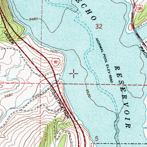 Topographic Map of Echo Reservoir, UT