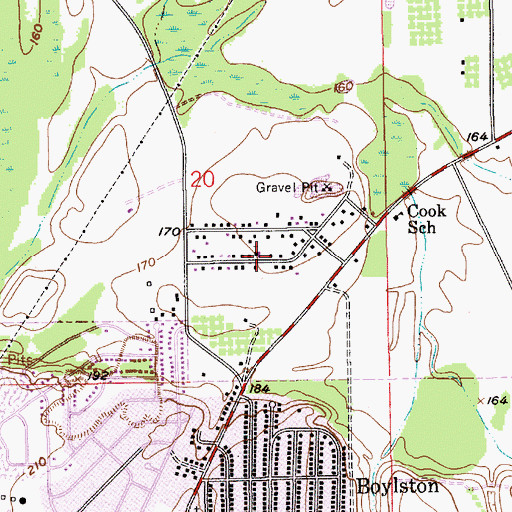Topographic Map of Open Acres Baptist Church, AL