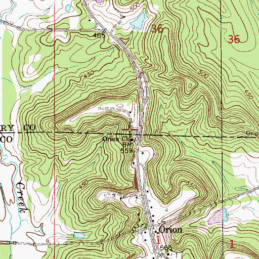 Topographic Map of Orion Cemetery, AL