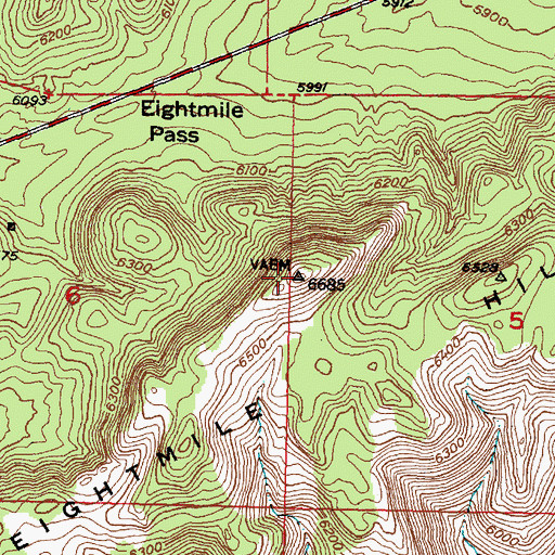 Topographic Map of Eightmile Hills, UT